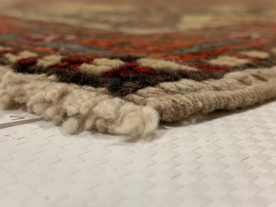 6x8 Beige and Green Turkish Tribal Rug