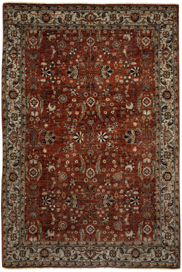 6x9 Blue and Red Traditional Rug