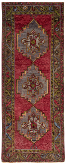 5x12 Rust and Gray Turkish Tribal Runner