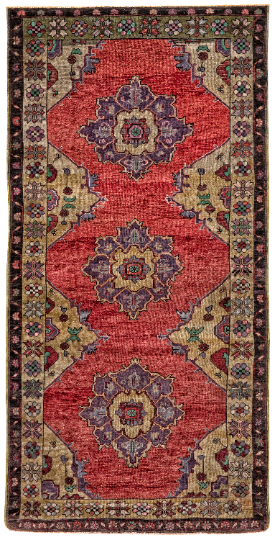 4x9 Gold and Red Turkish Tribal Rug