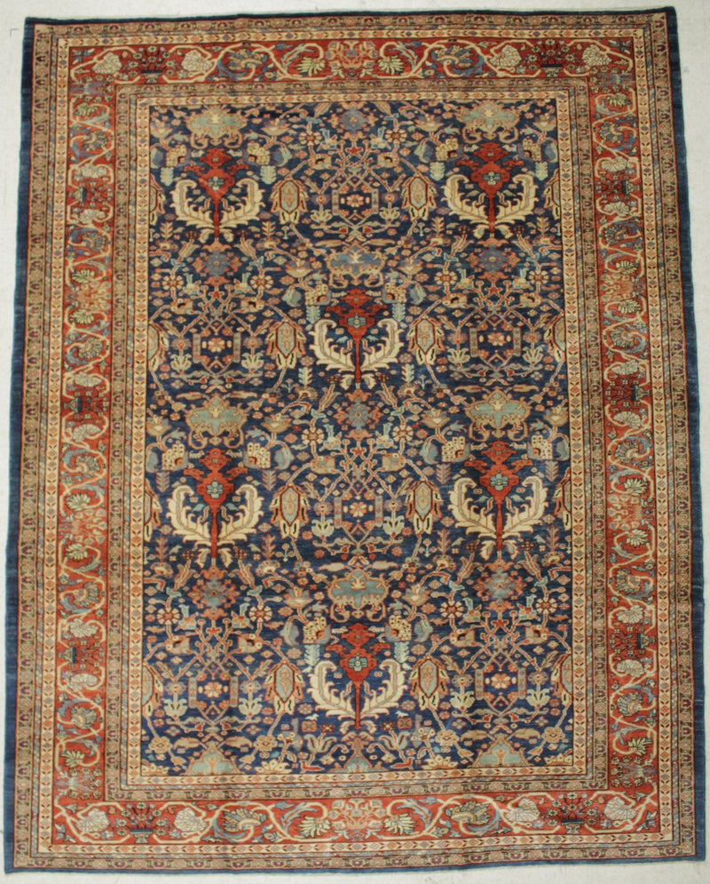 9x12 Navy and Red Turkish Traditional Rug