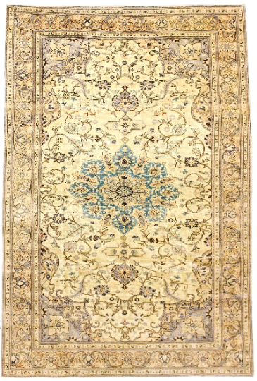 6x10 Ivory and Brown Turkish Traditional Rug